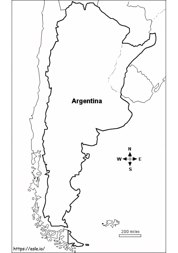 Argentinië kaart 1 kleurplaat