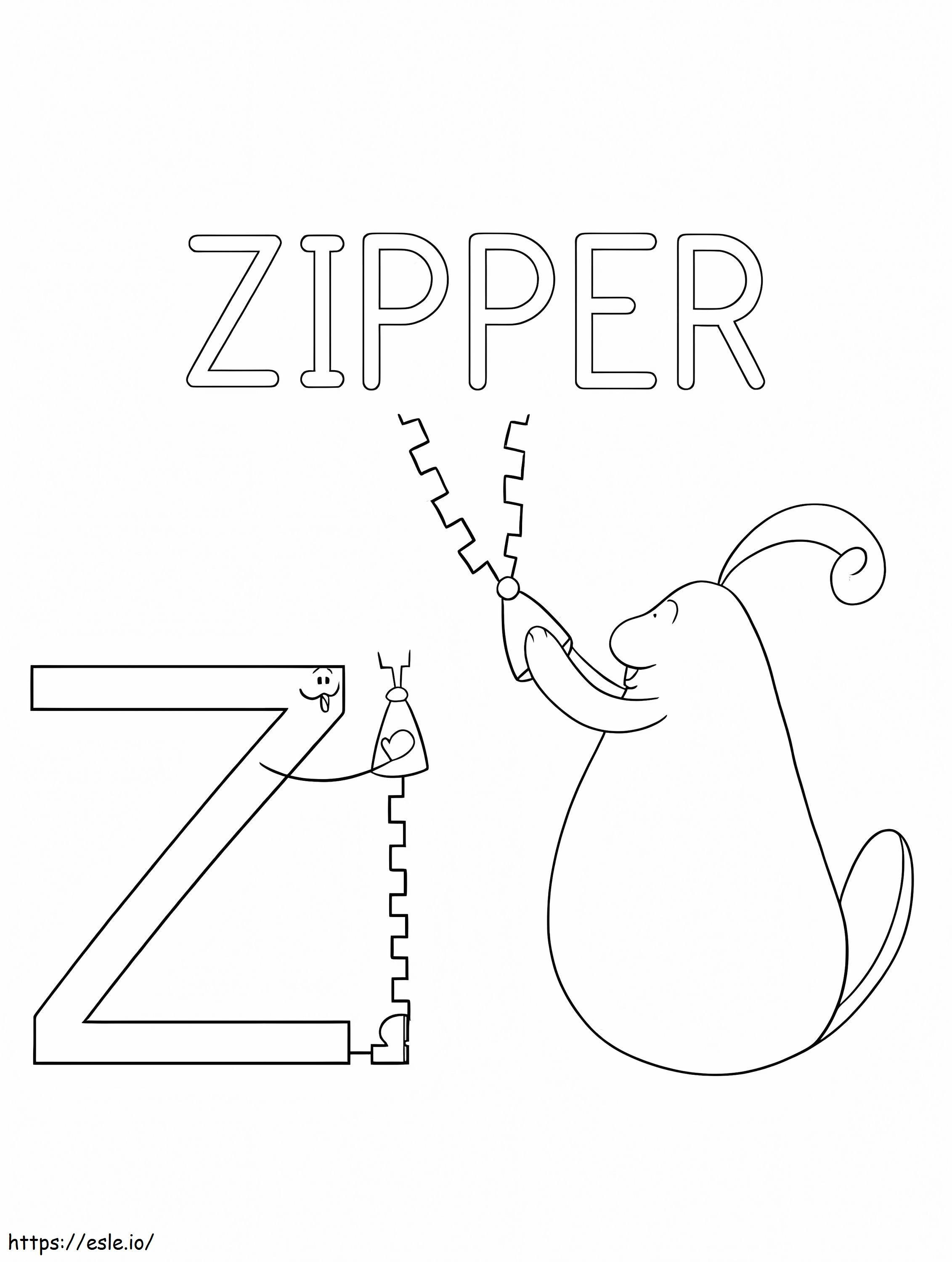 Letter Z Cute Zipper coloring page