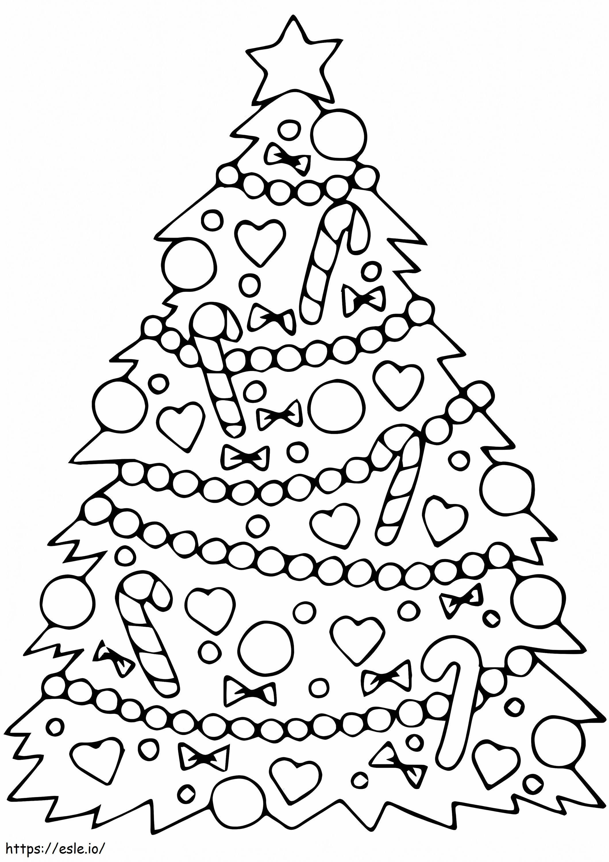 Coloriage Arbre de Noël décoré à imprimer dessin