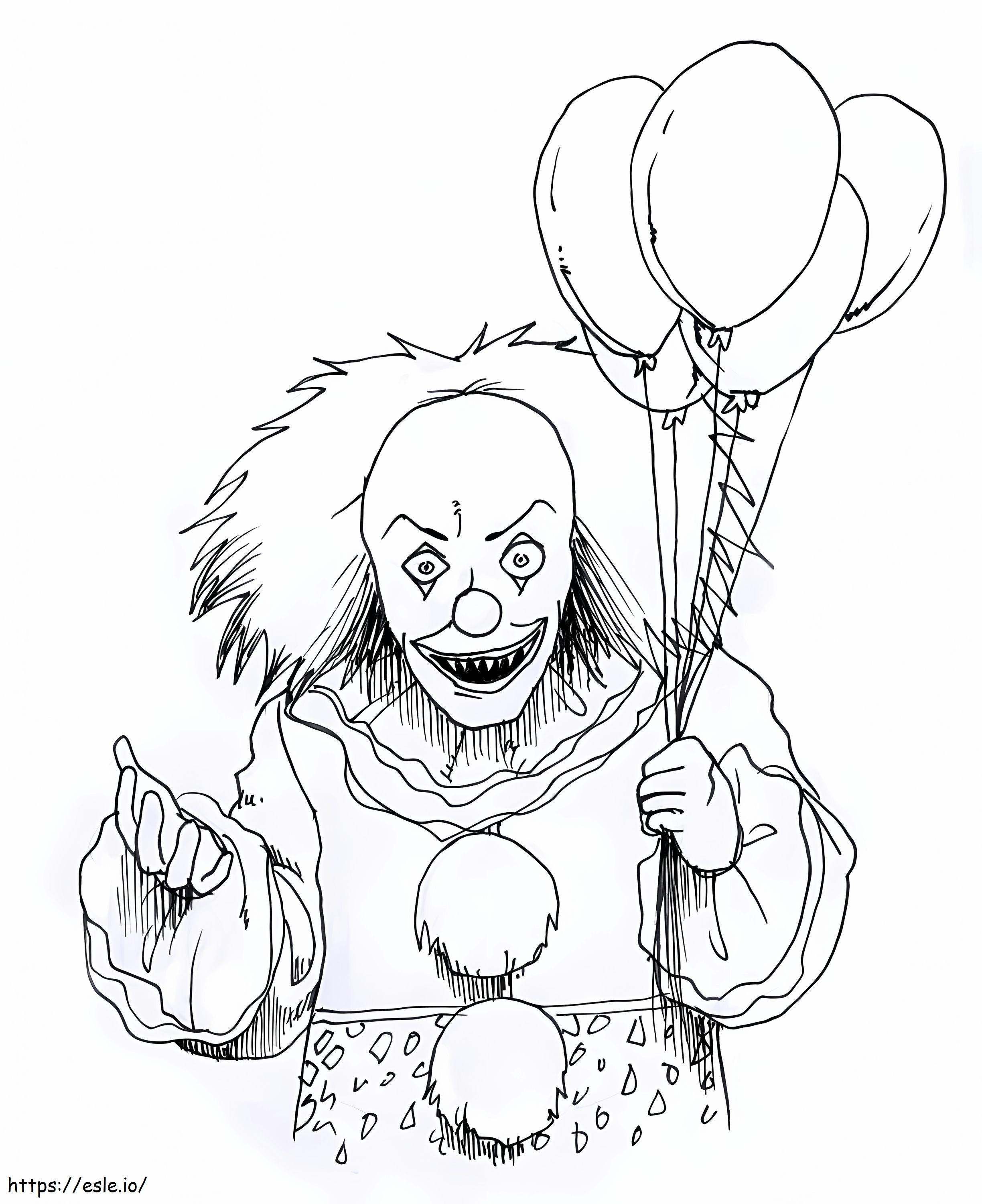 Creepy Clown Balloon coloring page