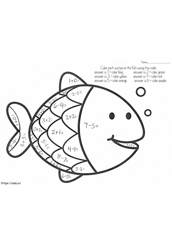 Coloriage Feuille d'exercices mathématiques sur les poissons à imprimer dessin