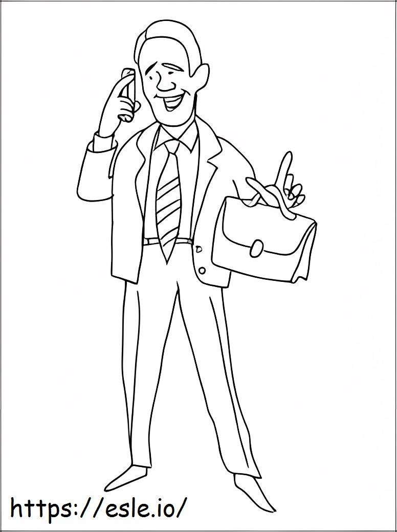Business Man Listening To The Phone coloring page