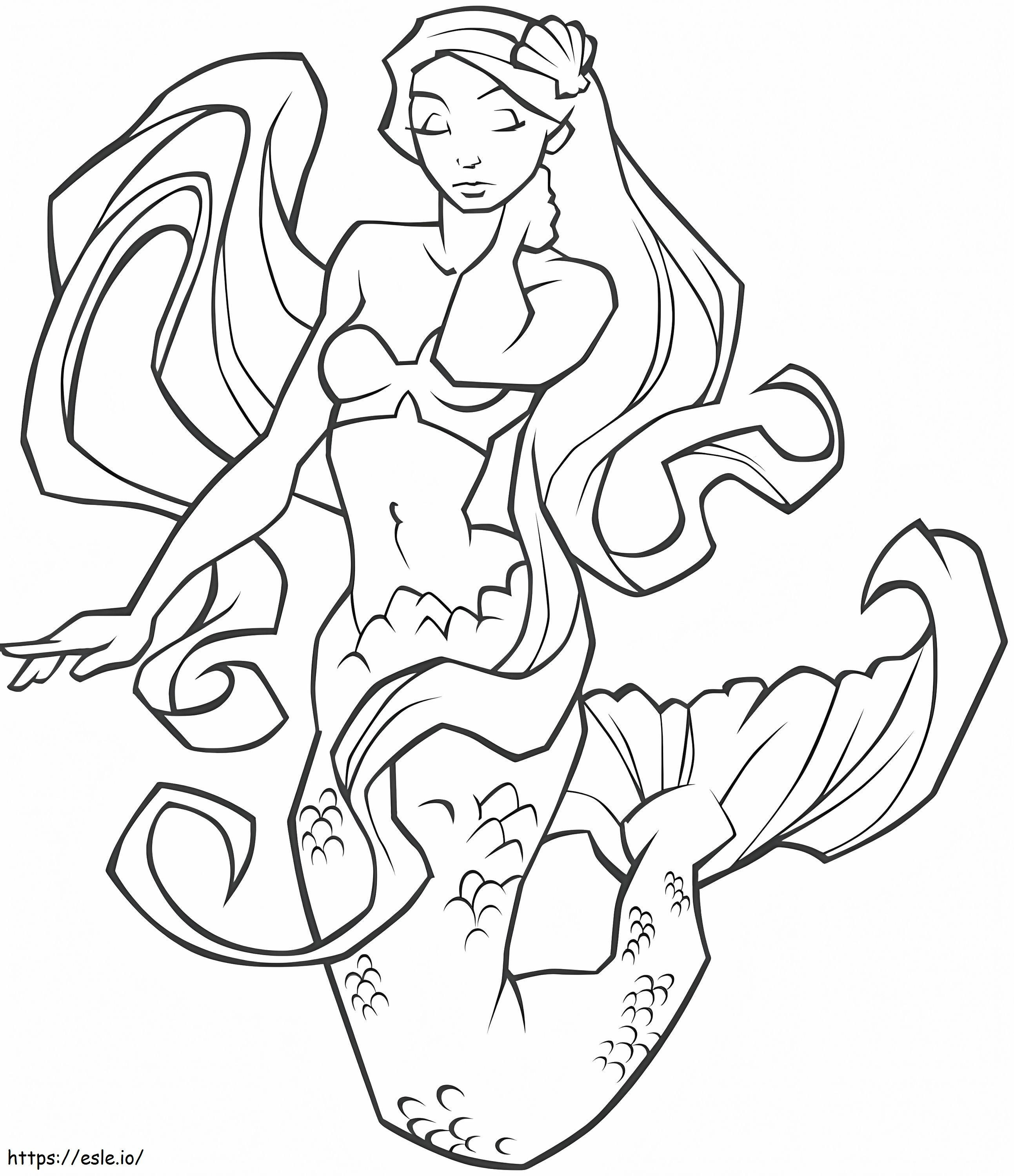 Coloriage Sirène glorieuse à imprimer dessin