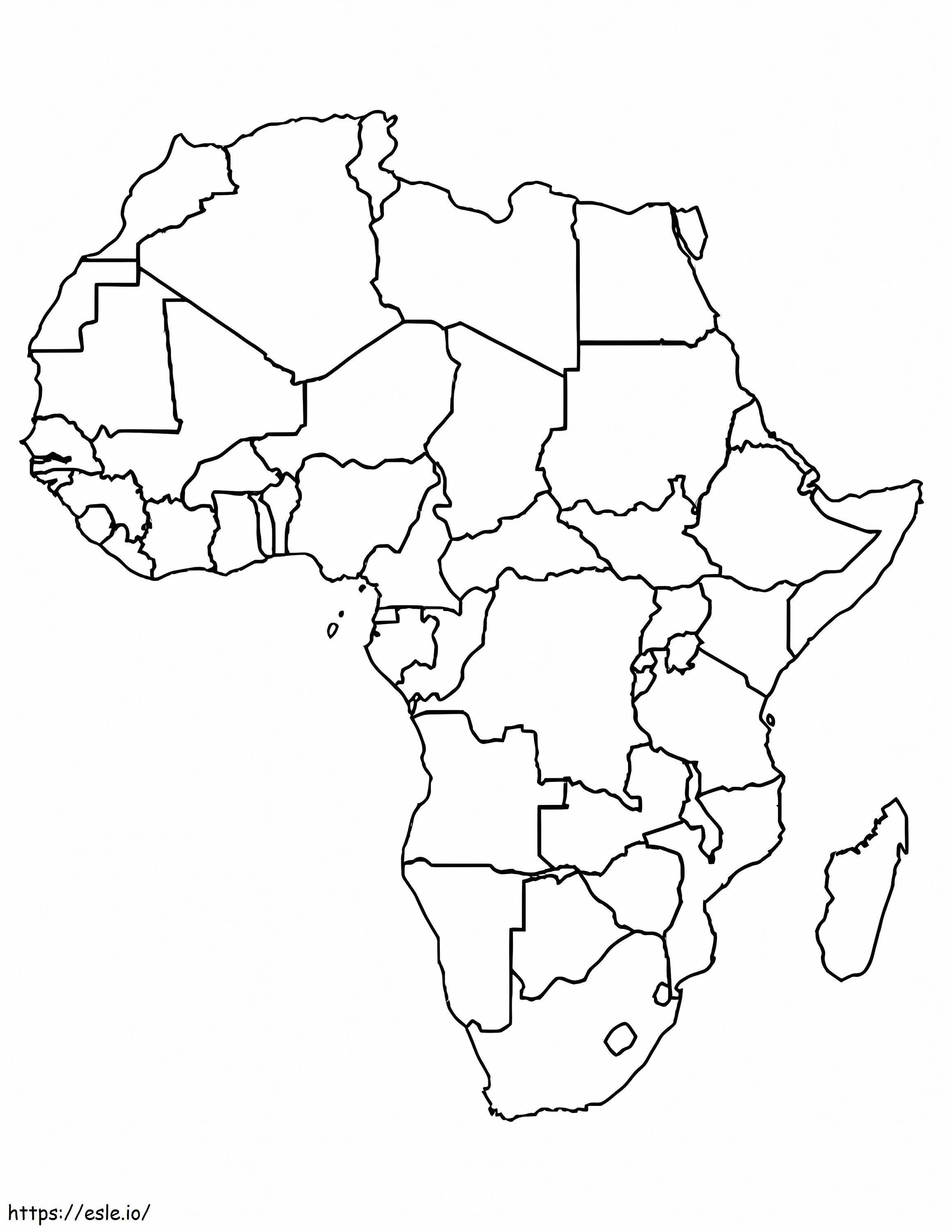 Gratis afdrukbare Afrika-kaart kleurplaat kleurplaat