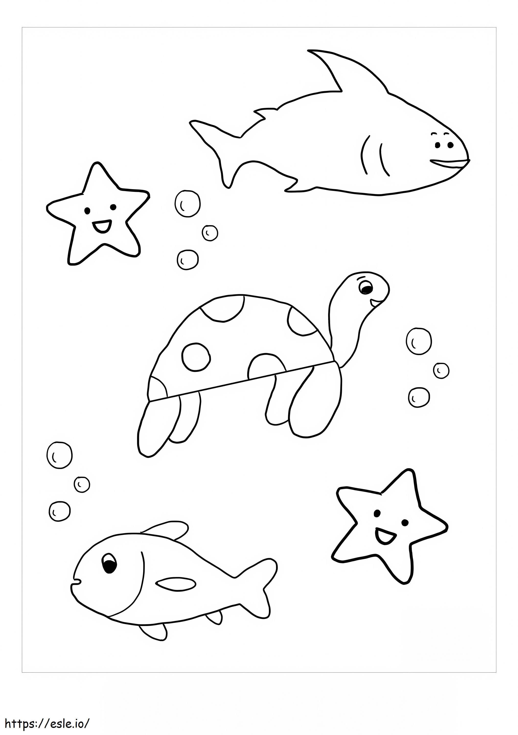 海の動物の赤ちゃん ぬりえ - 塗り絵