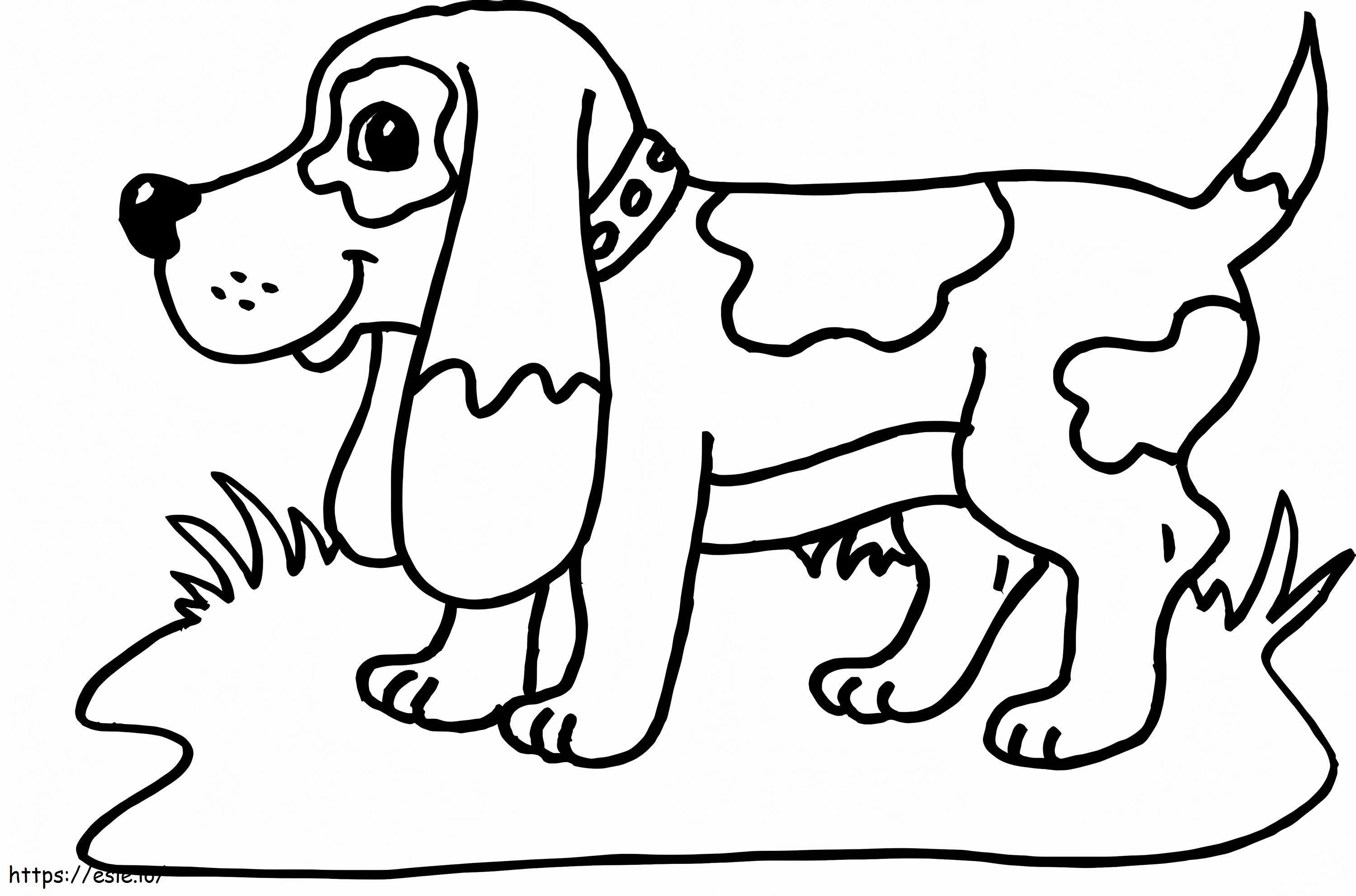 cão basset feliz para colorir