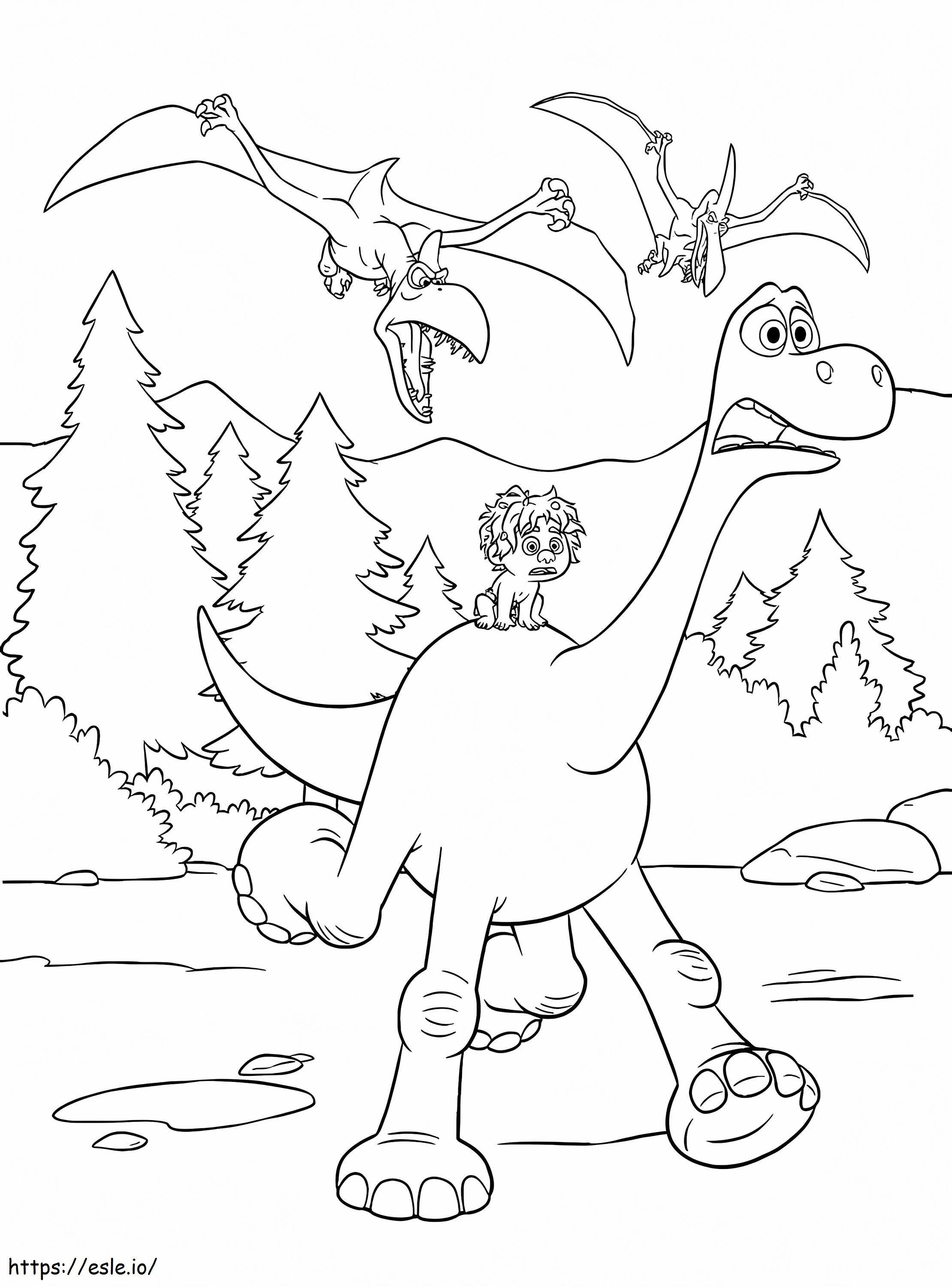 Arlo And Spot Escape From The Pterodactyls coloring page