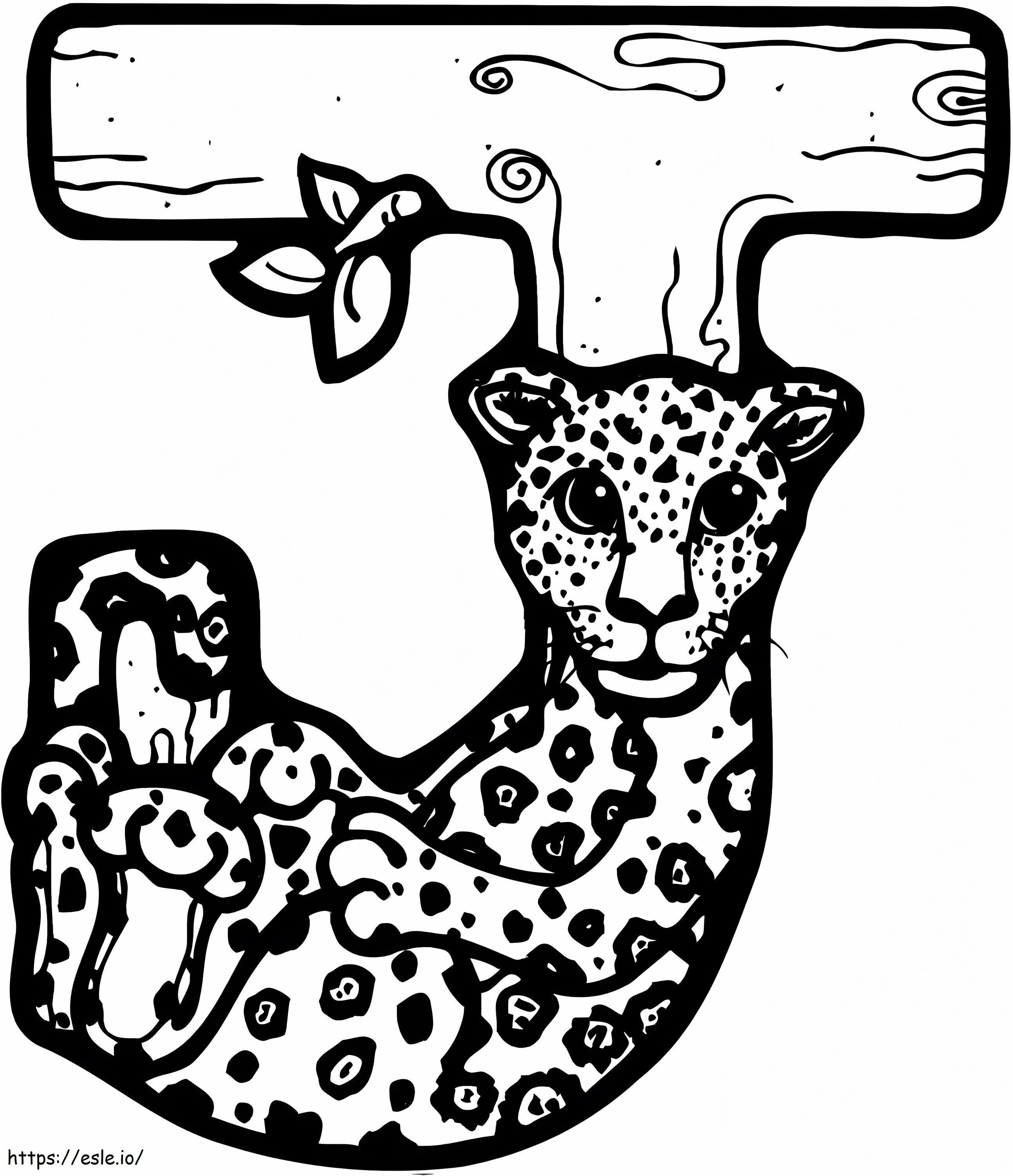 Coloriage Lettre J Jaguar Lindo à imprimer dessin