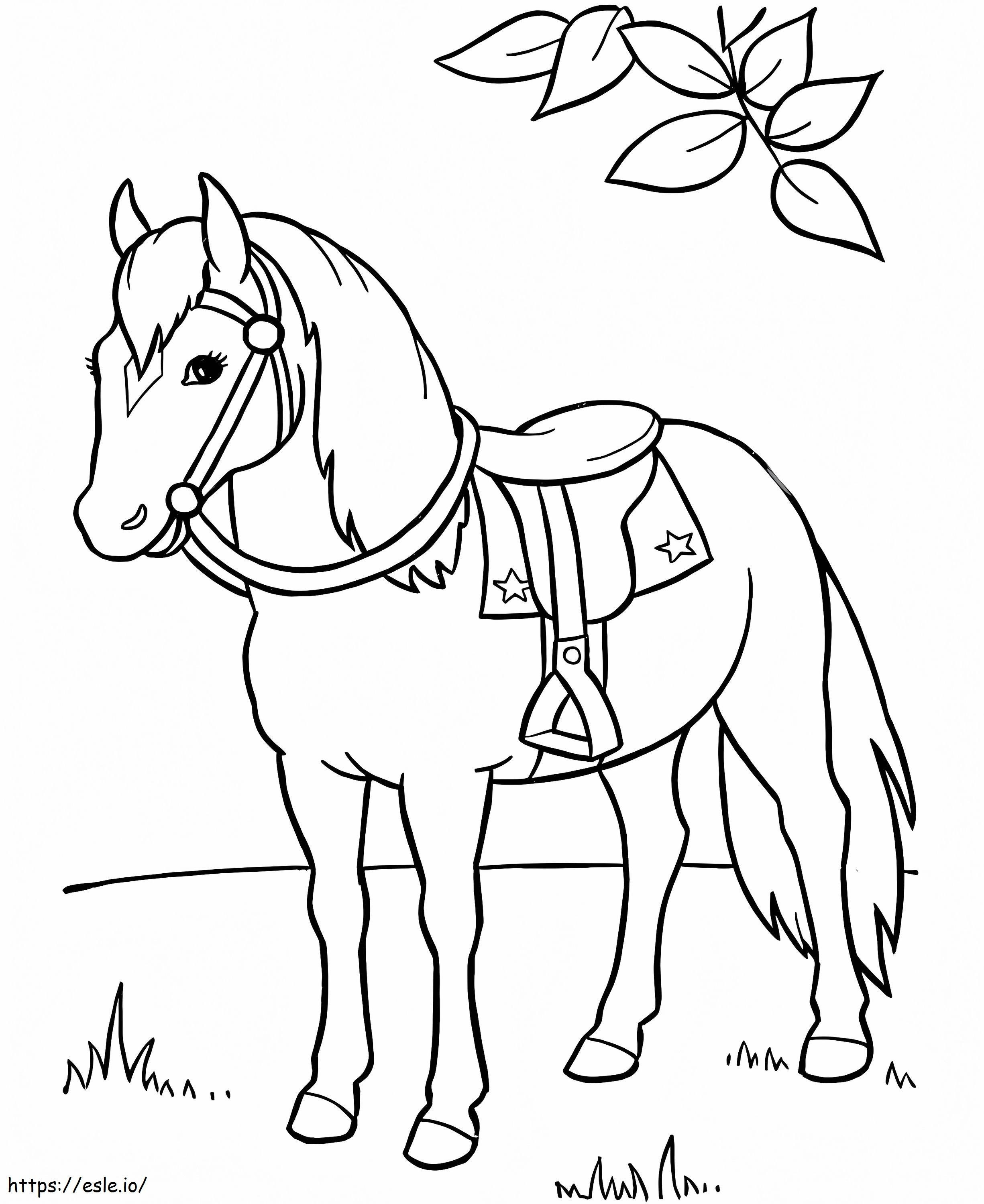 Cavalo em pé na grama para colorir