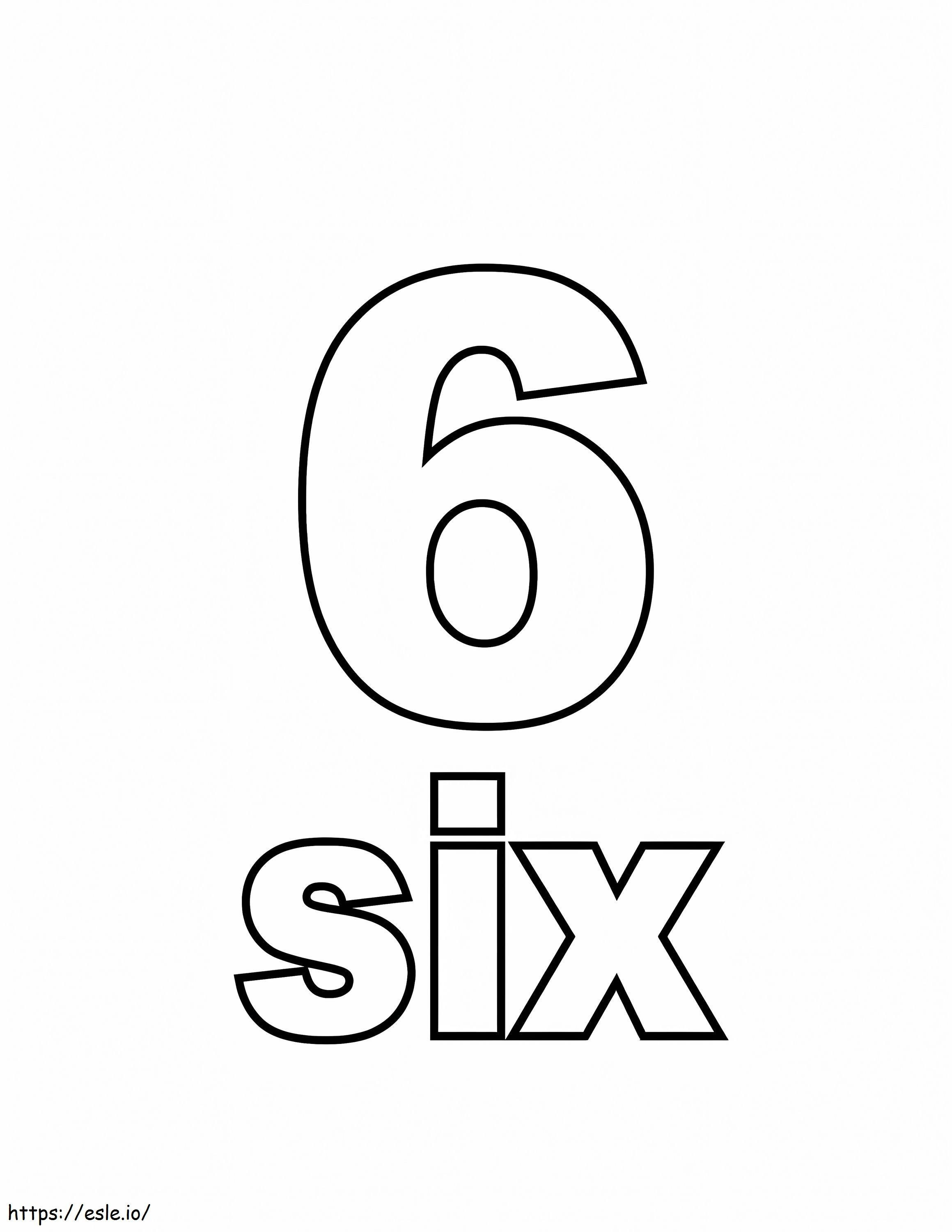 基本的な数字の 6 ぬりえ - 塗り絵