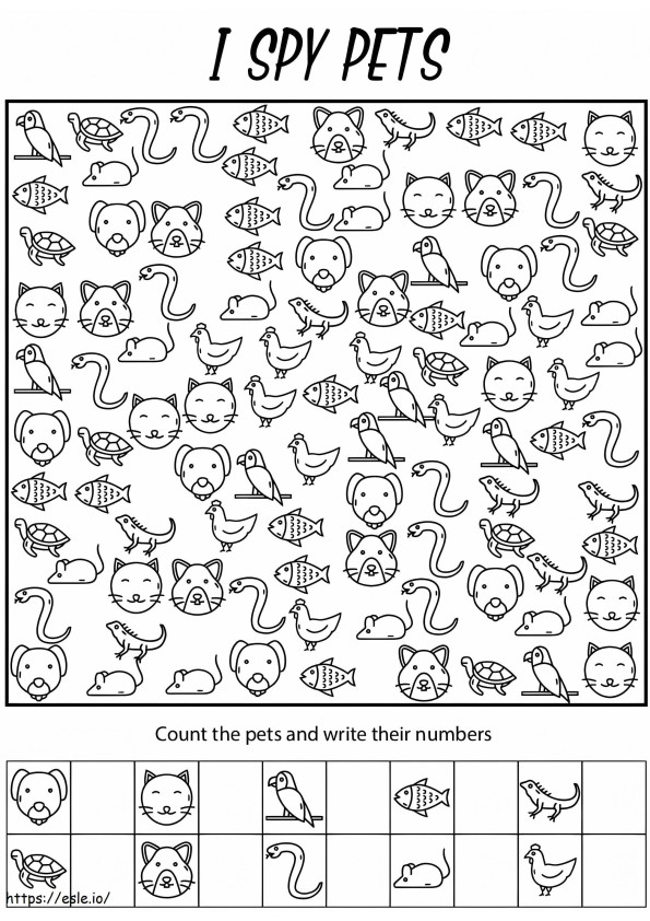 I Spy Pets coloring page