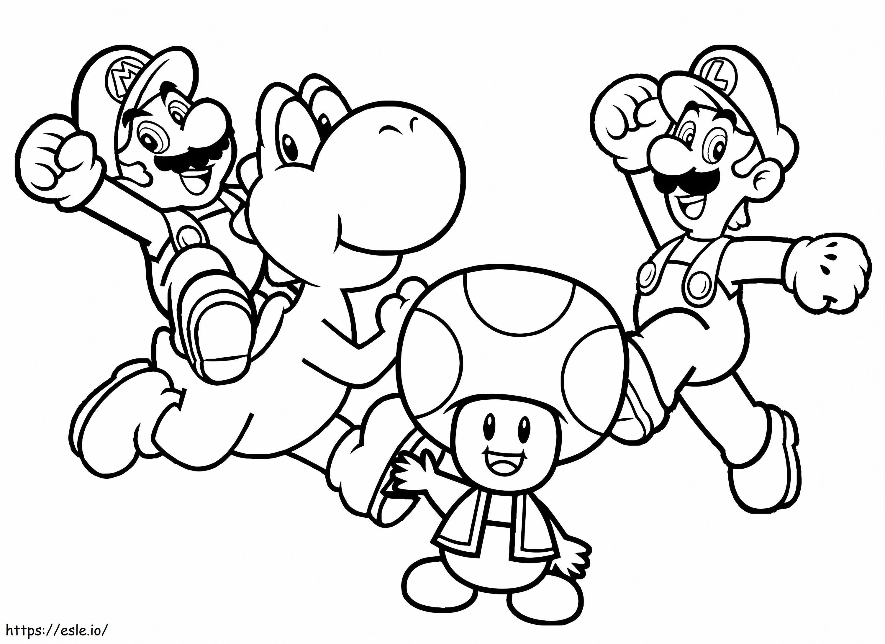 Personages uit Mario kleurplaat kleurplaat