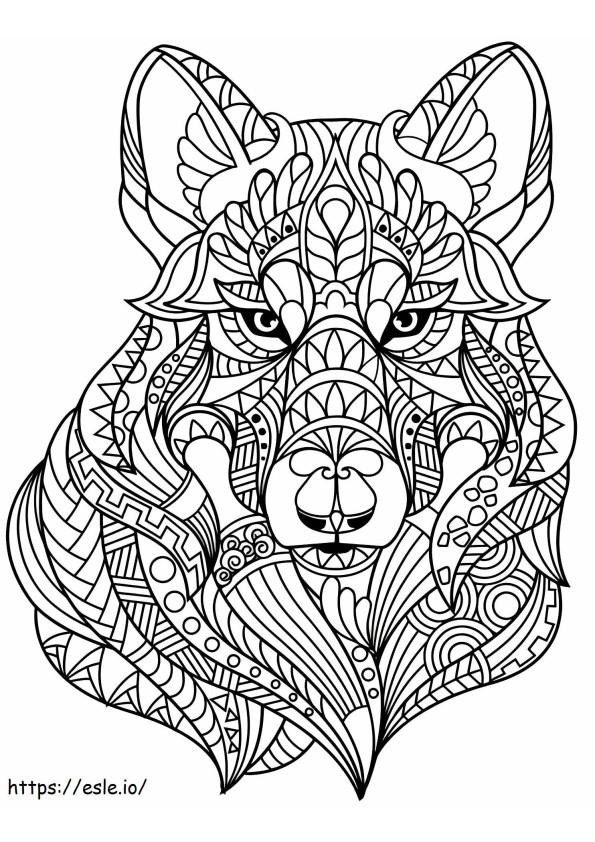 Coloriage Tête de loup Zentangle à imprimer dessin