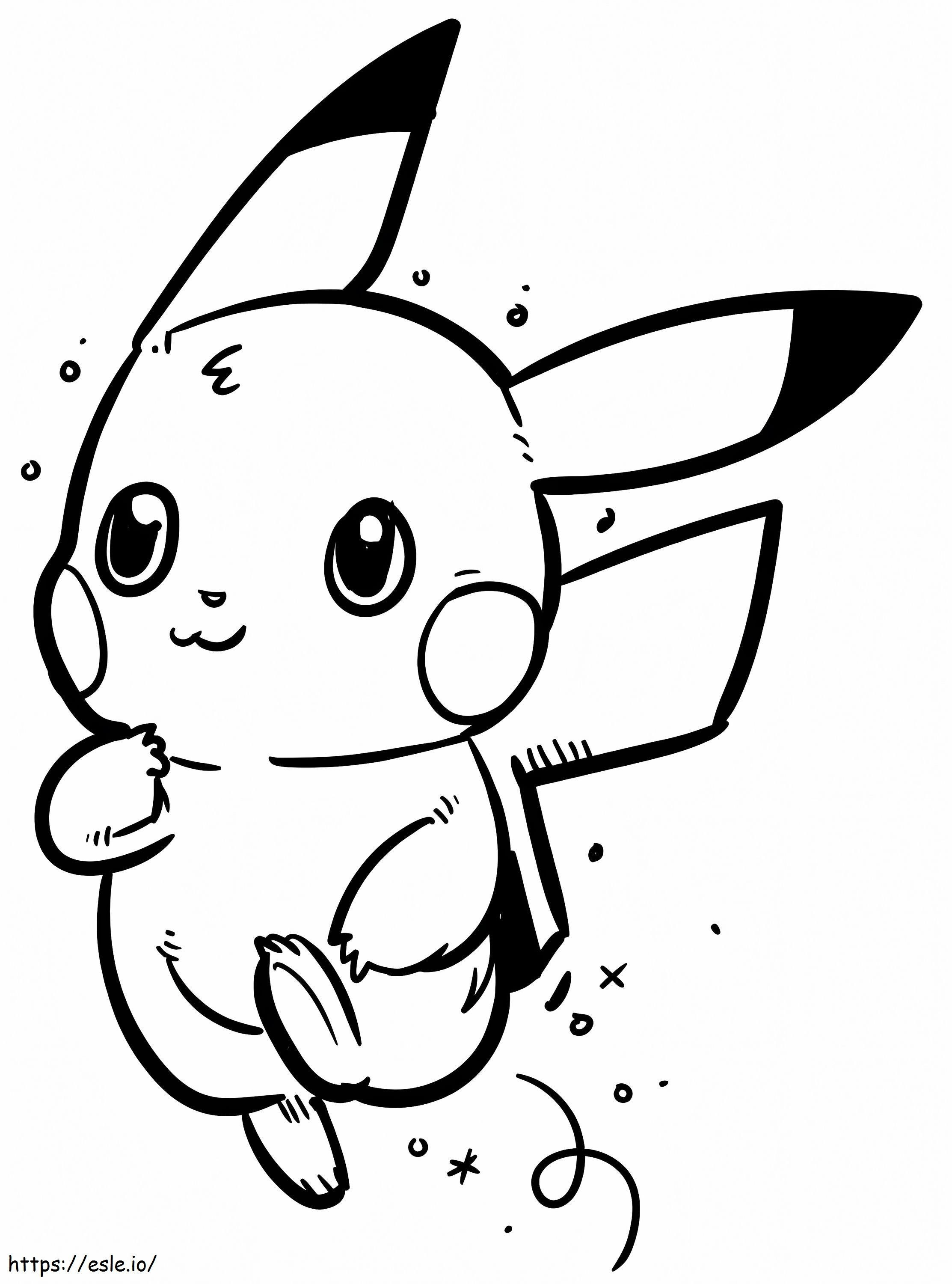 Lari Pikachu yang lucu Gambar Mewarnai