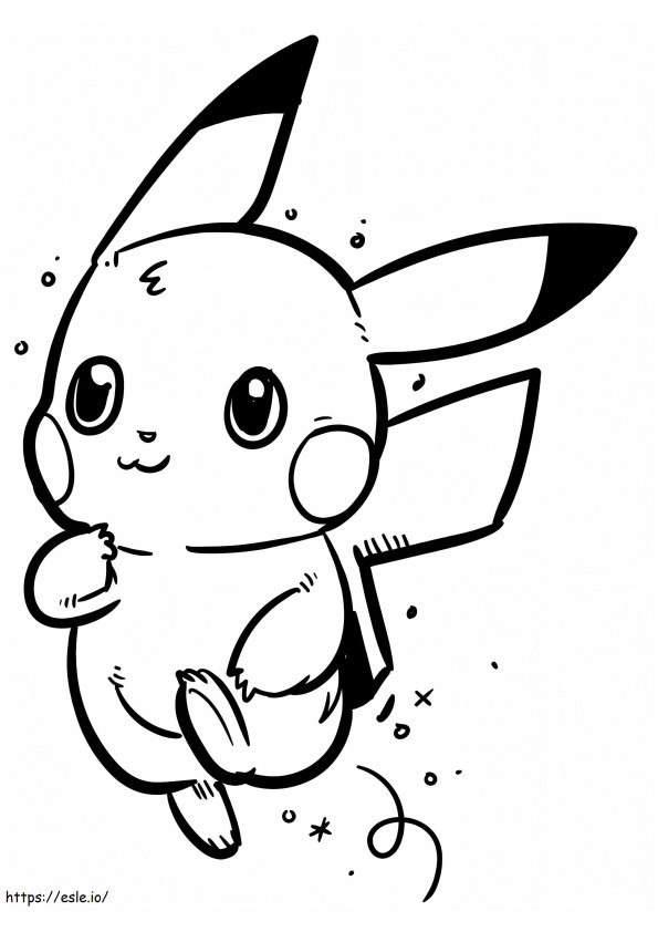 Coloriage Pikachu mignon en cours d'exécution à imprimer dessin