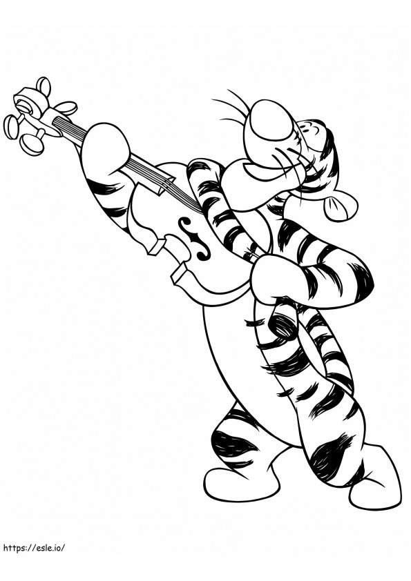 Tigru cântând la vioară de colorat