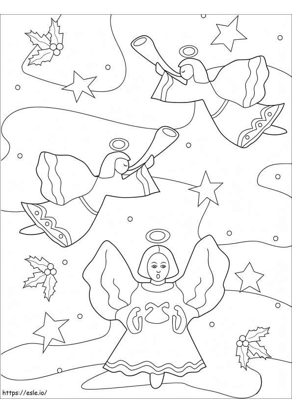 Coloriage Anges de Noël à imprimer dessin
