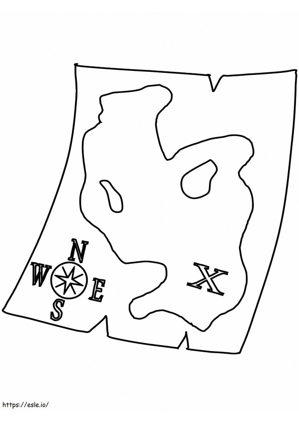 Mappa del tesoro molto facile da colorare