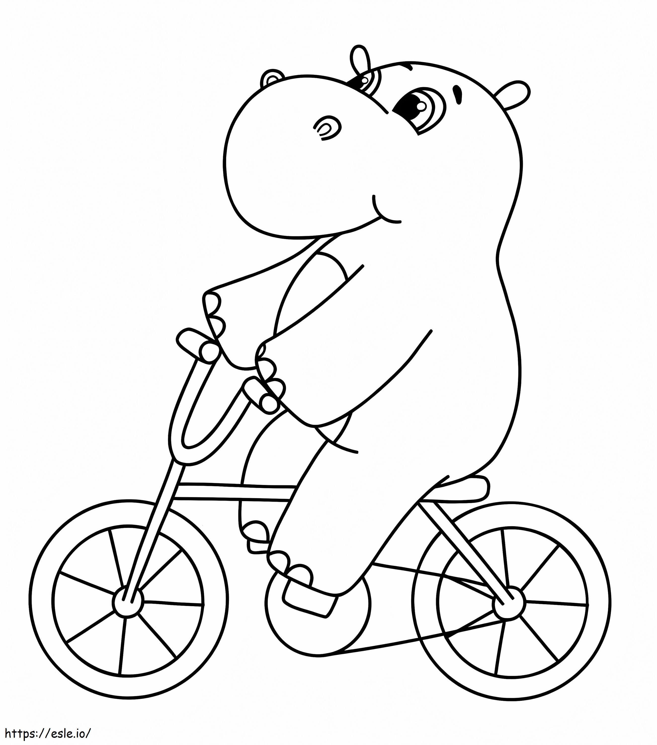 Hippo On A Bicycle coloring page