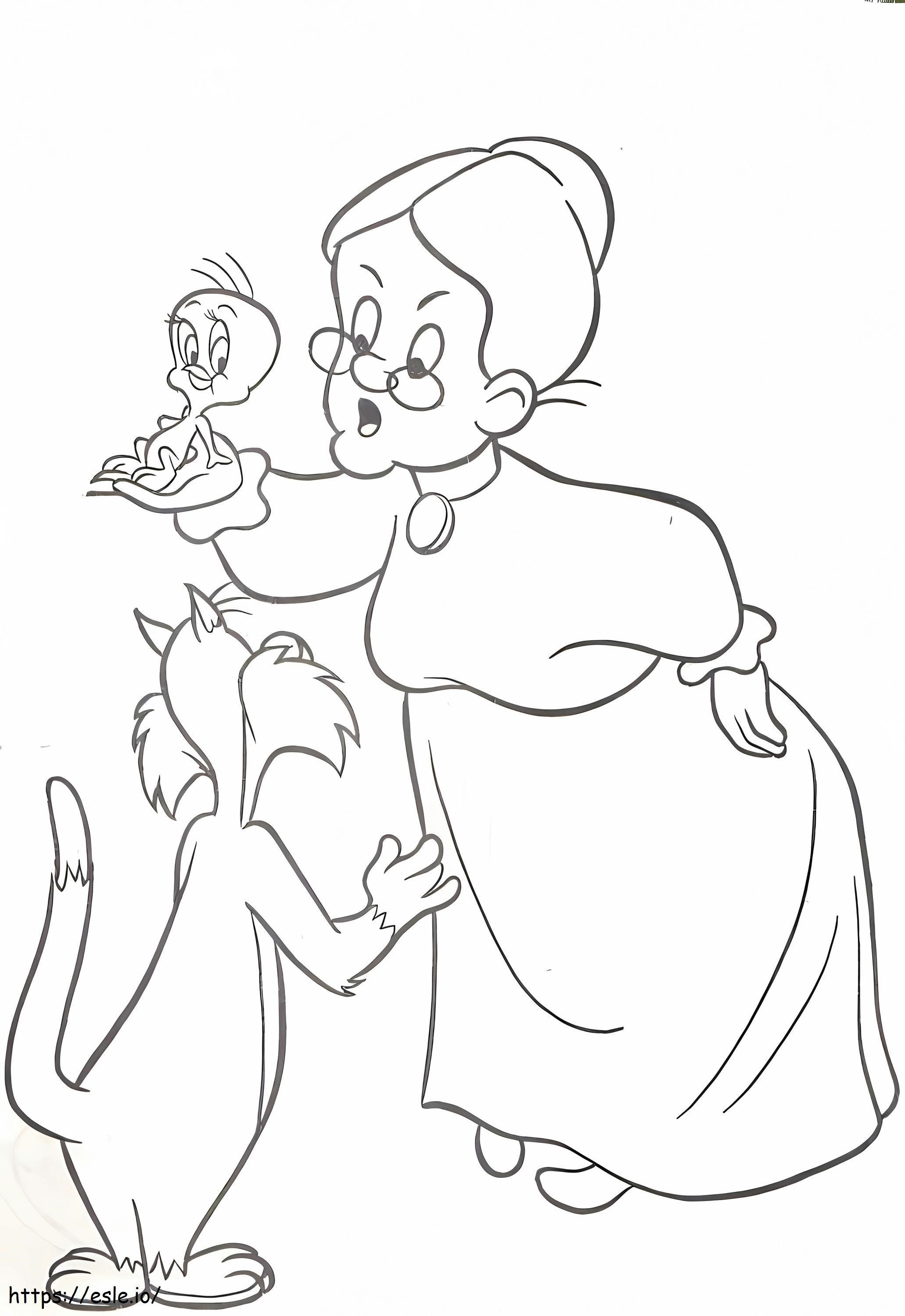 Silvestre e Vovó para colorir