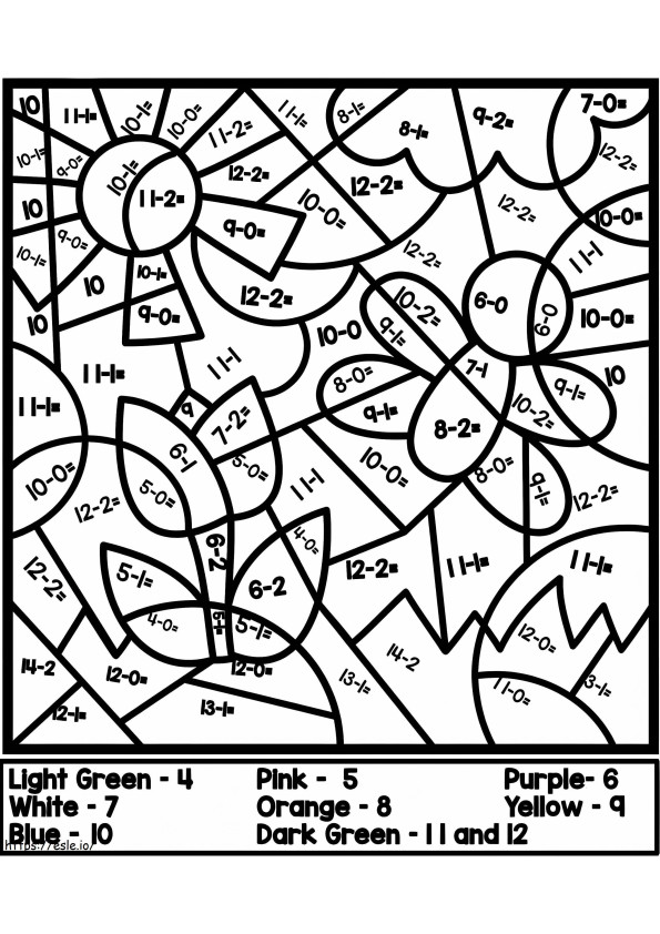 Subtraction Color By Number For Kid coloring page
