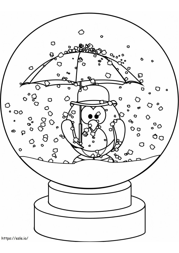 Cute Penguin In Snow Globe coloring page
