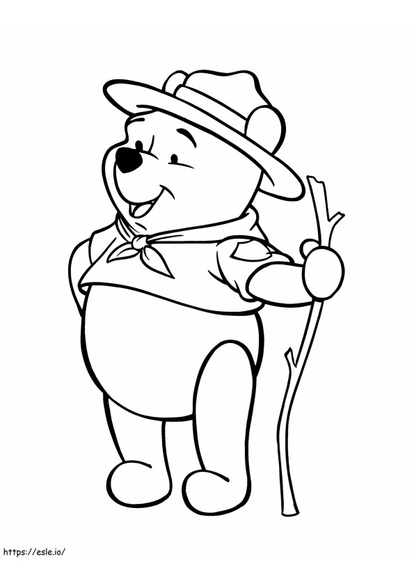 Winnie De Pooh With Tree Branch coloring page