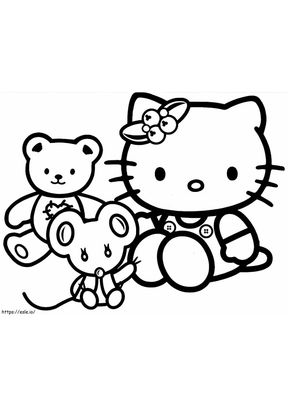 Hello Kitty ja kaksi ystävää värityskuva