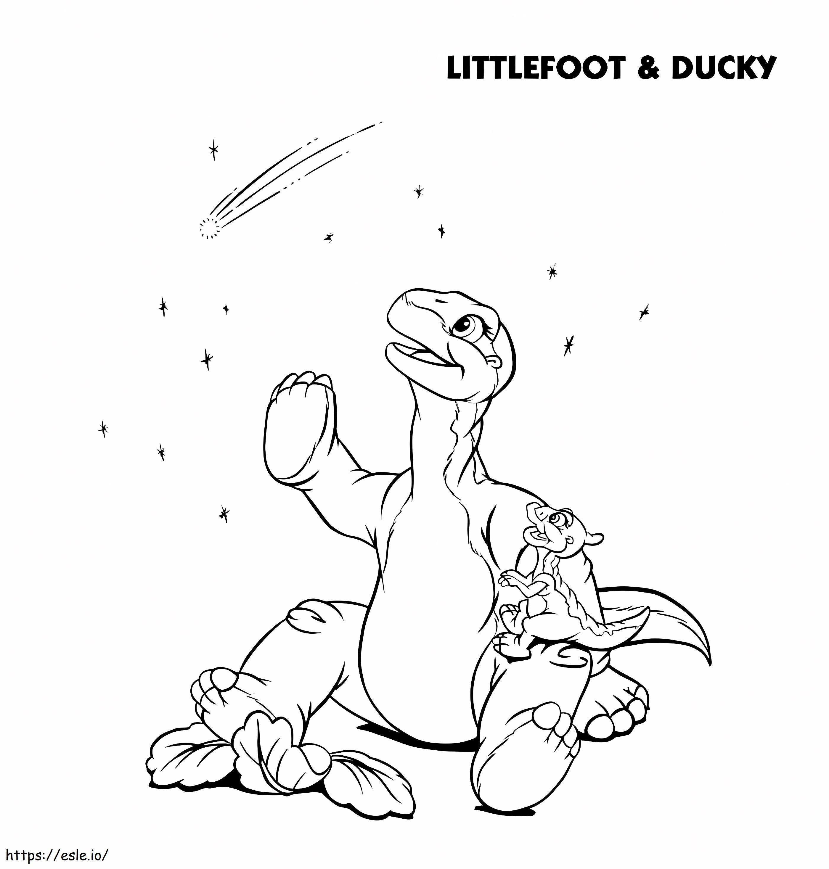 Littlefoot ja Ducky Land ennen aikaa värityskuva