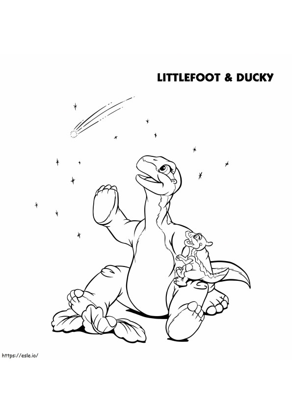 Littlefoot en Ducky Land voor tijd kleurplaat