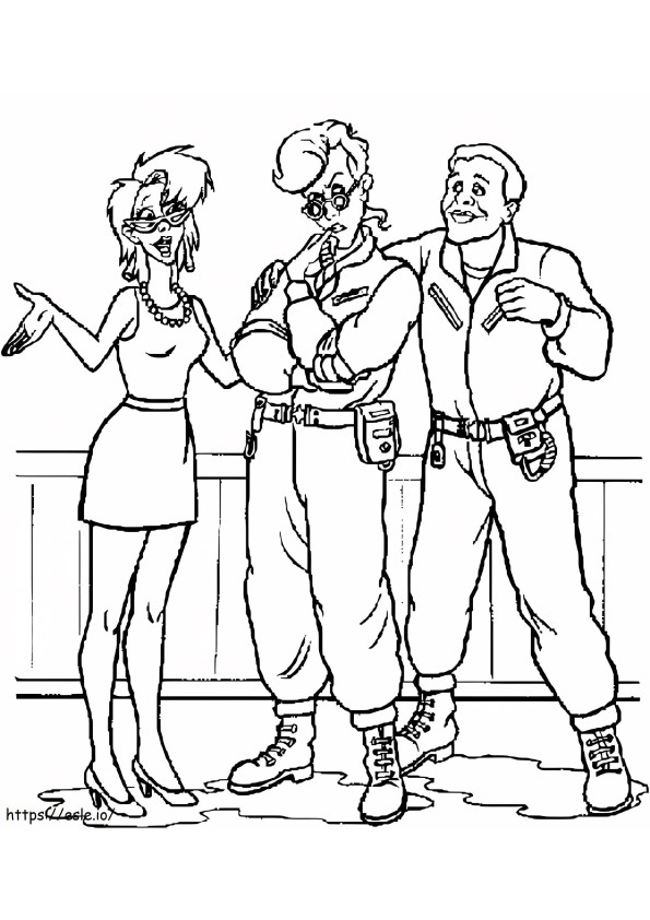 Drawing Three Ghostbusters Characters coloring page