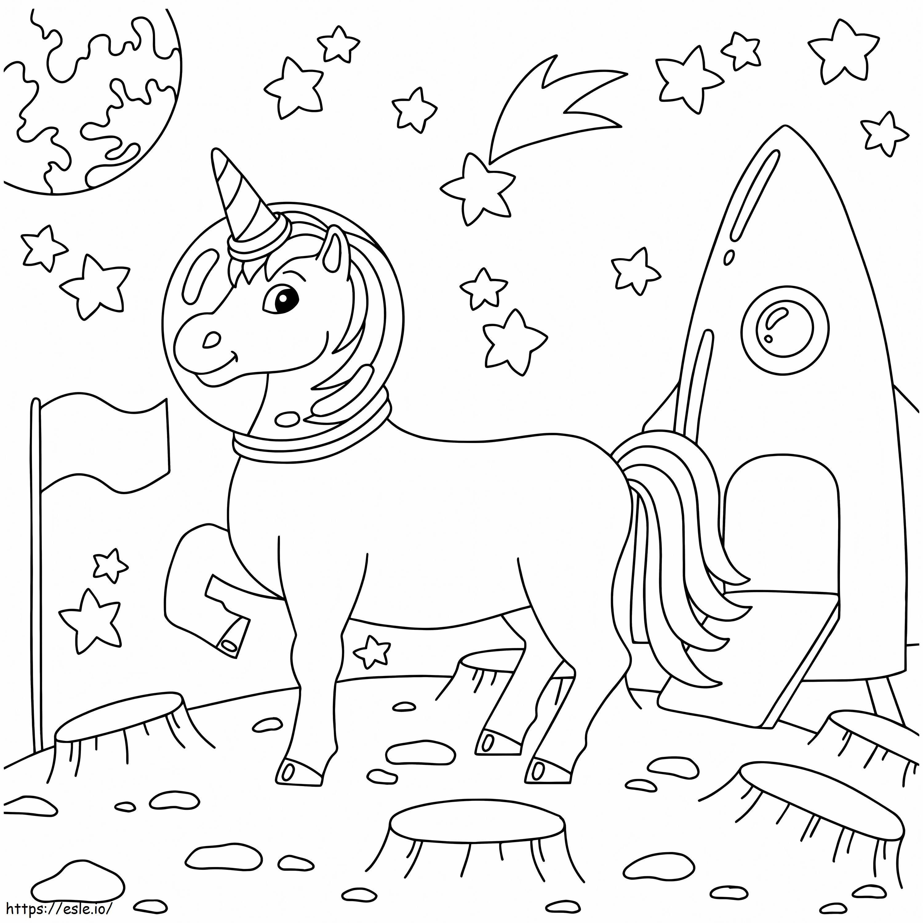 Unicorn Astronaut Landed On Another Planet coloring page