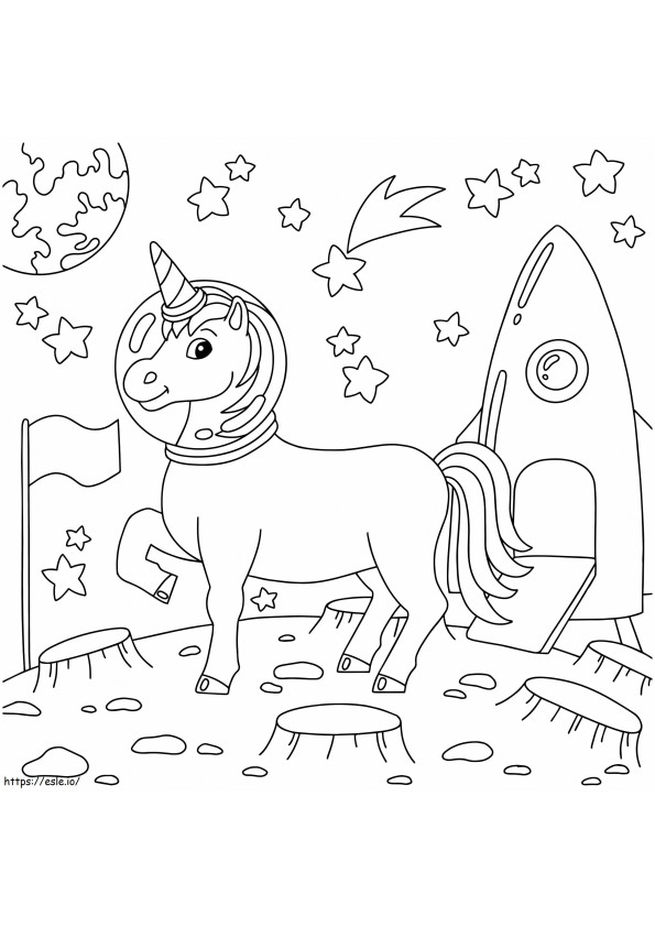 Unicorn Astronaut Landed On Another Planet coloring page