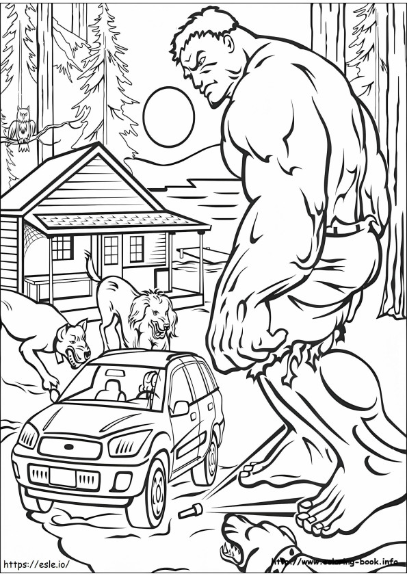 Hulk And The House coloring page