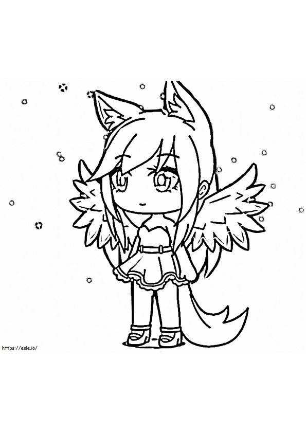 Wolf Girl With Wings coloring page