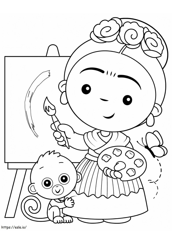 Frida Kahlo To Color coloring page