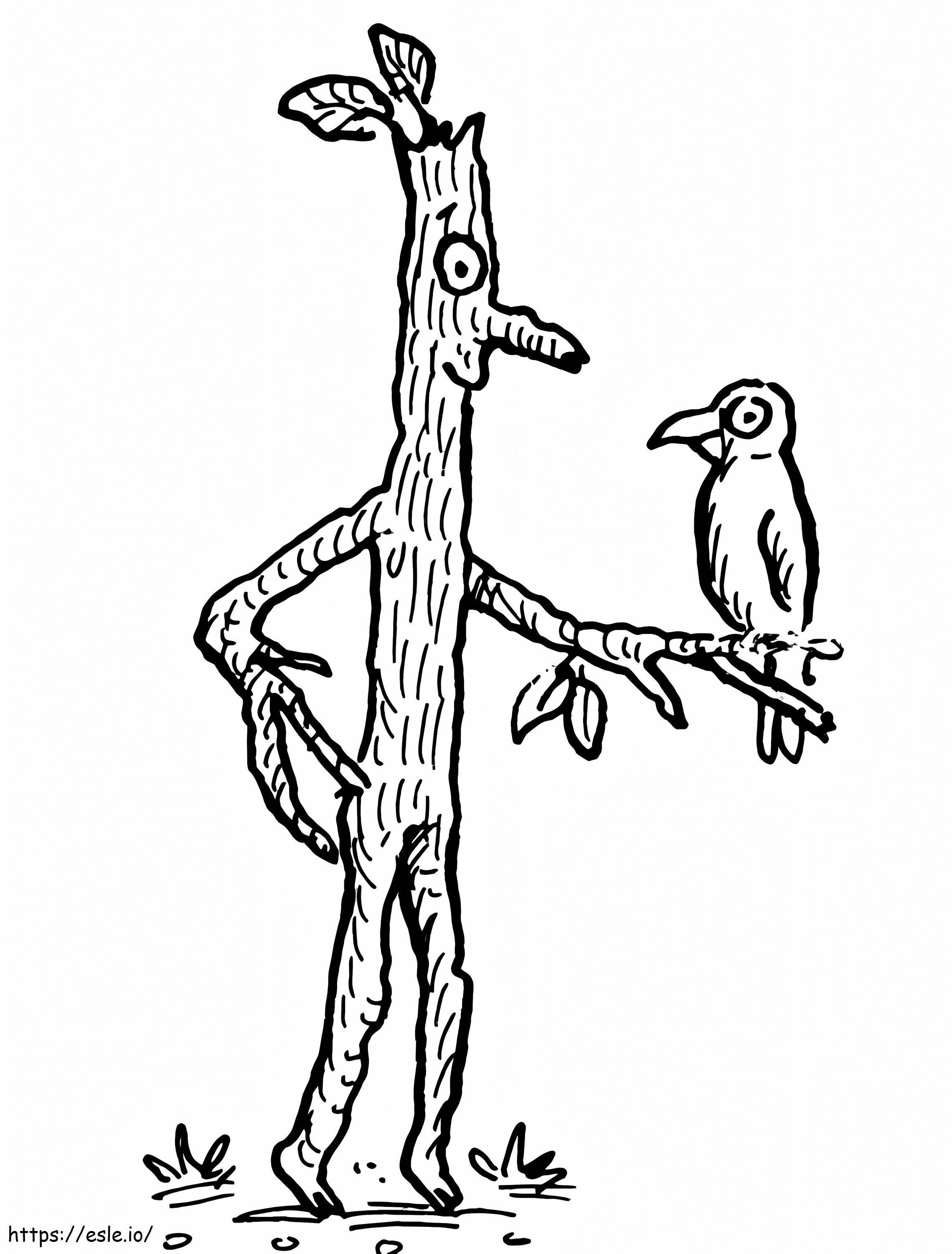 Stick Man And Bird coloring page