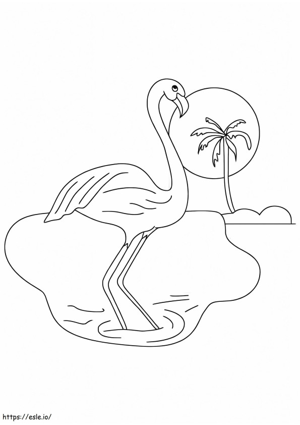Flamingo auf einer kleinen Insel ausmalbilder