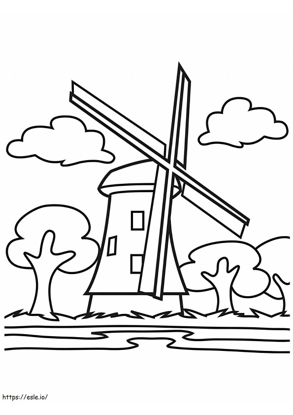 Coloriage Moulin à vent 6 à imprimer dessin