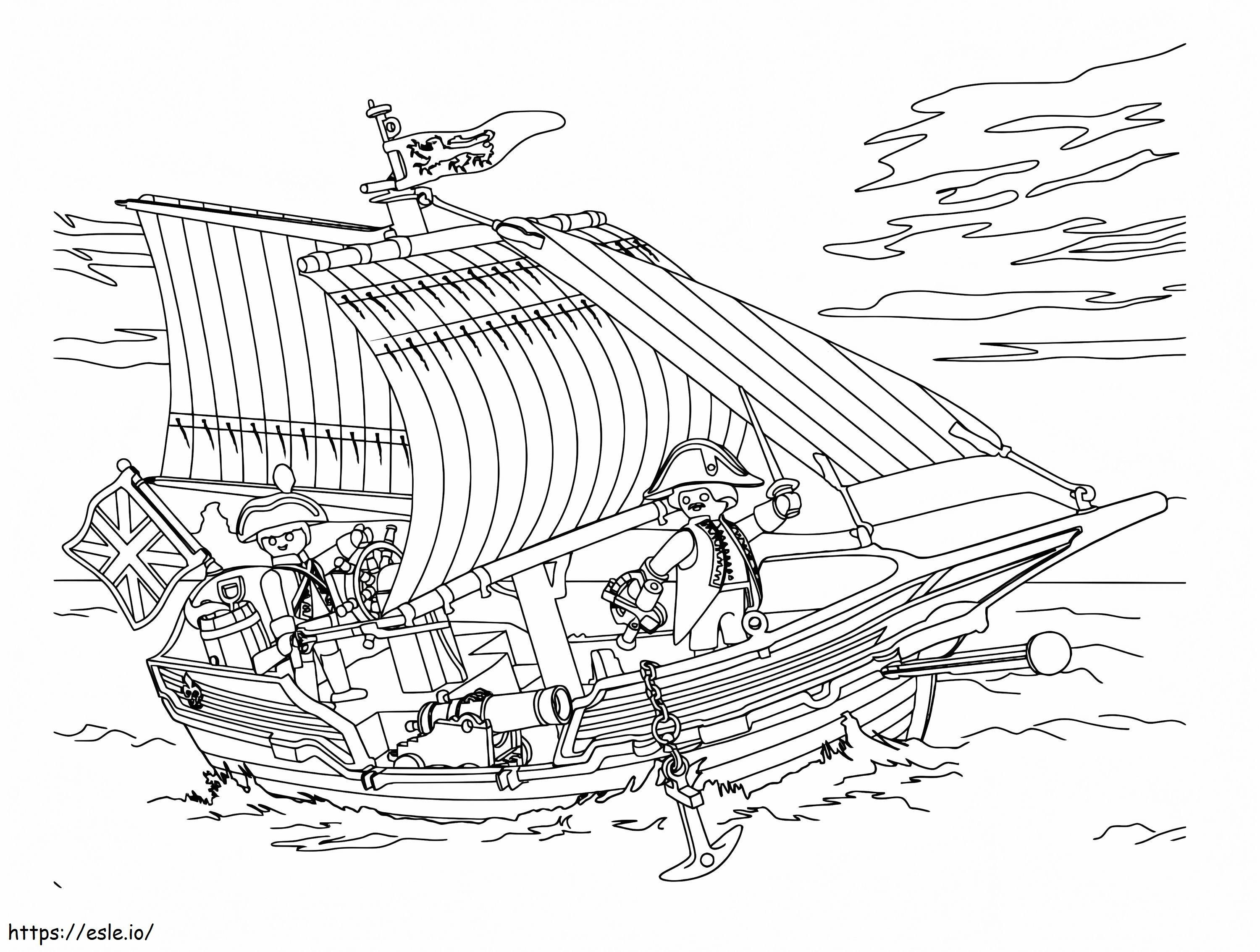 プレイモービルの海賊船 ぬりえ - 塗り絵
