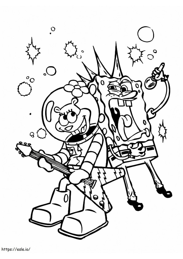 Melhores Amigos Bob Esponja e Sandy para colorir