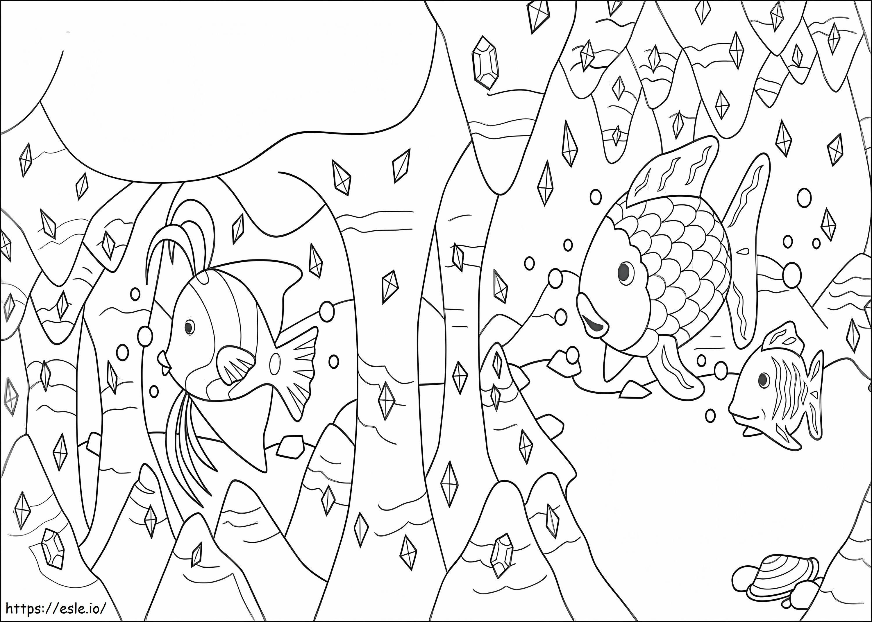 Coloriage Bon poisson arc-en-ciel à imprimer dessin