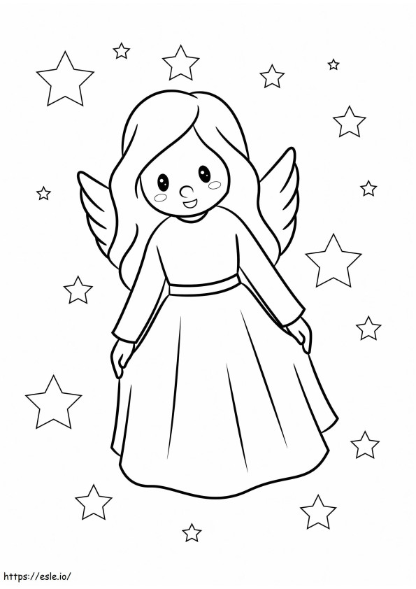 Coloriage Petit ange aux étoiles à imprimer dessin