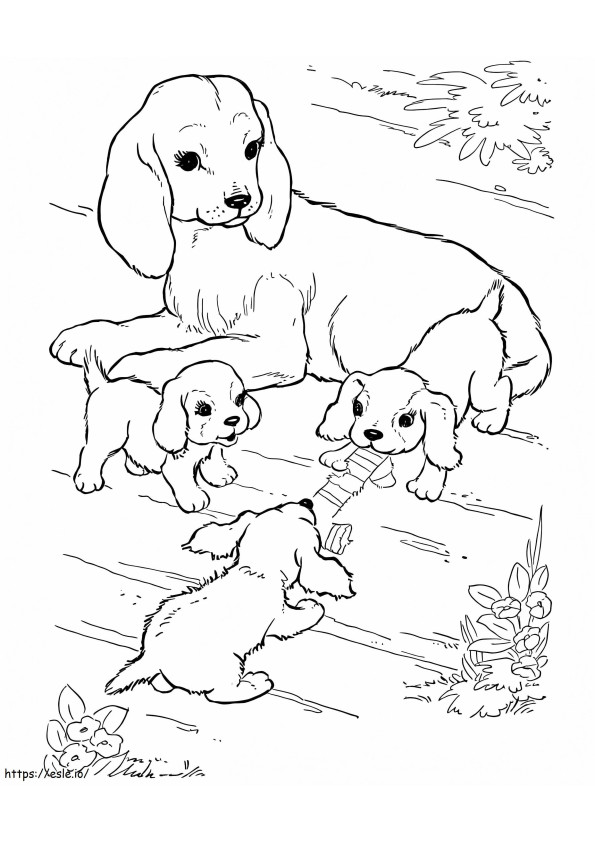 Cachorro fofo de família para colorir
