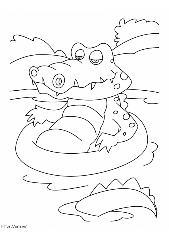 Crocodilo engraçado nadando para colorir