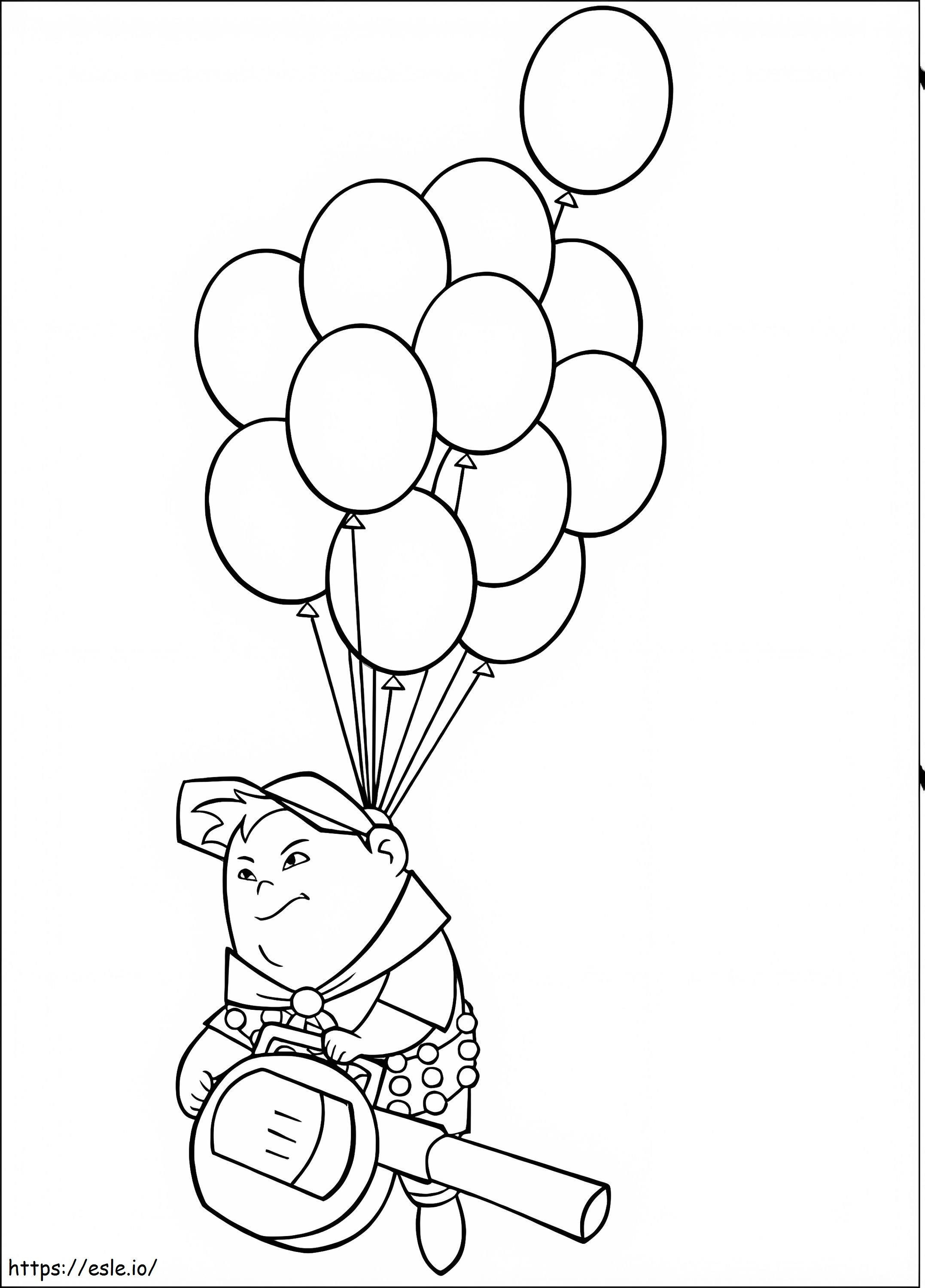 気球で飛ぶラッセル ぬりえ - 塗り絵