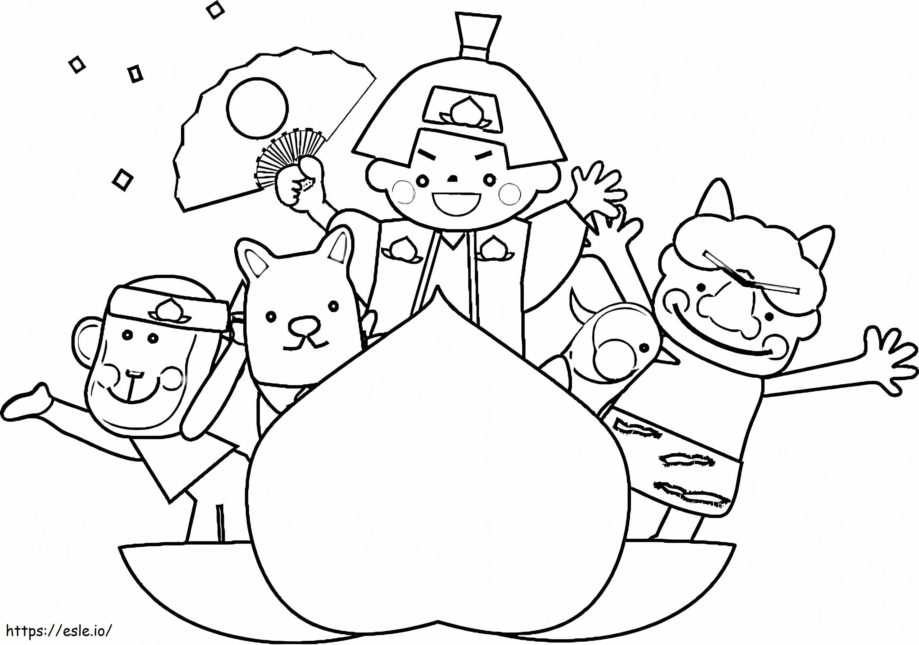 Personagens de Momotaro para colorir