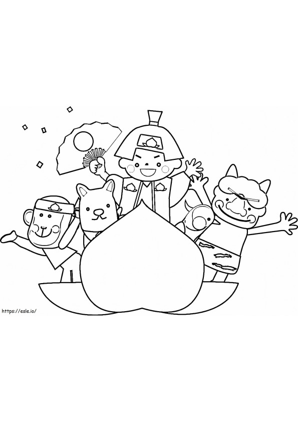 Characters In Momotaro coloring page