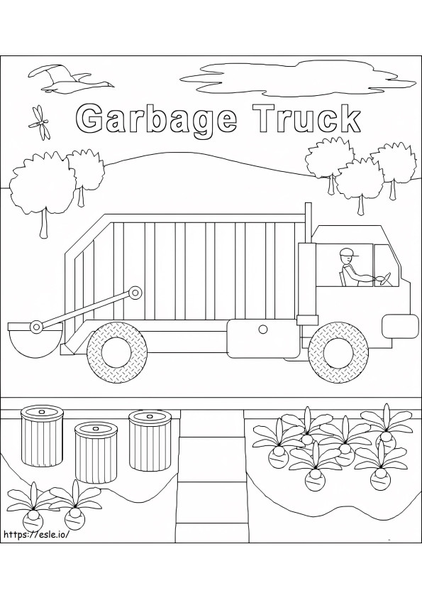 Coloriage Camion à ordures de dessin animé à imprimer dessin