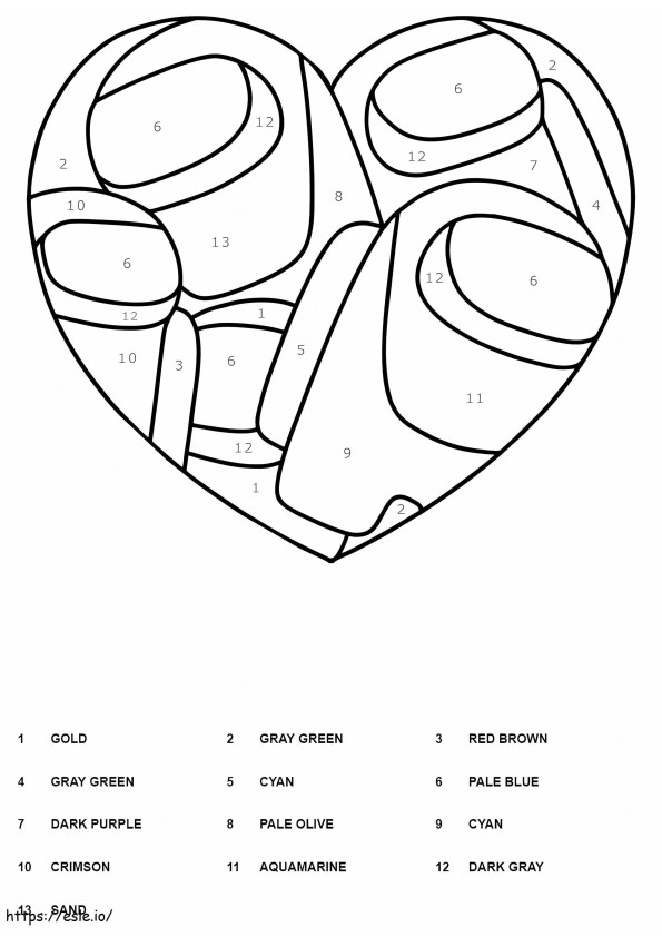 Printable Among Us Color By Number coloring page